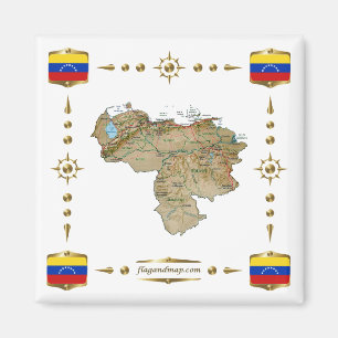 Íman Mapa da Venezuela + ímã de sinalizadores