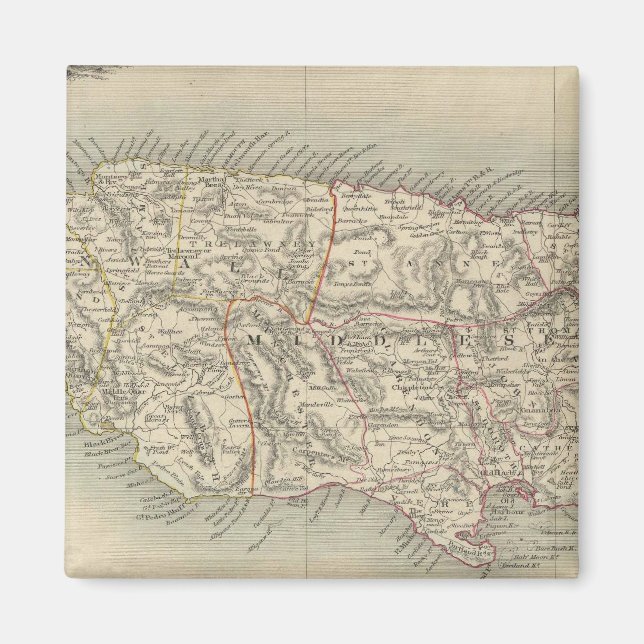 Íman Mapa da Vintage na Jamaica (1851) (Frente)