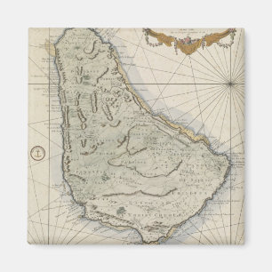Íman Mapa da Vintagem de Barbados (1758)