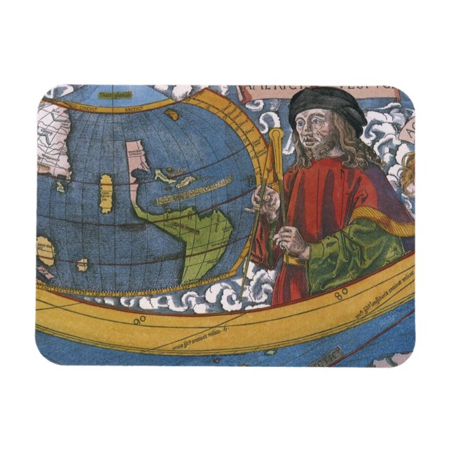 Íman Mapa das Américas com o explorador Amerigo Vespucc (Horizontal)