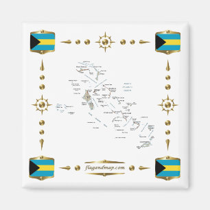 Íman Mapa das Bahamas + Magnet das Bandeiras