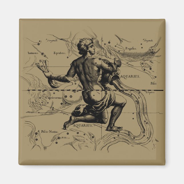 Íman Mapa das constelações de Aquarius por Hevelius (Frente)