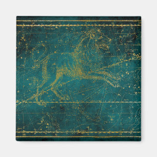 Íman Mapa das estrelas do leão verde e Dourado ilustrad