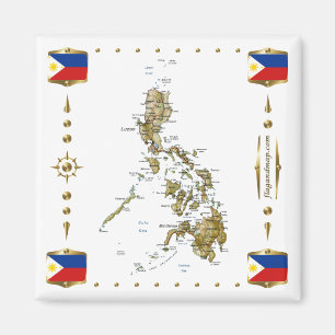 Íman Mapa das Filipinas + ímã dos sinalizadores