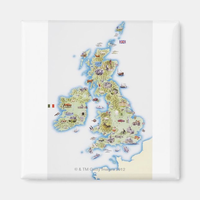 Íman Mapa das Ilhas Britânicas (Frente)