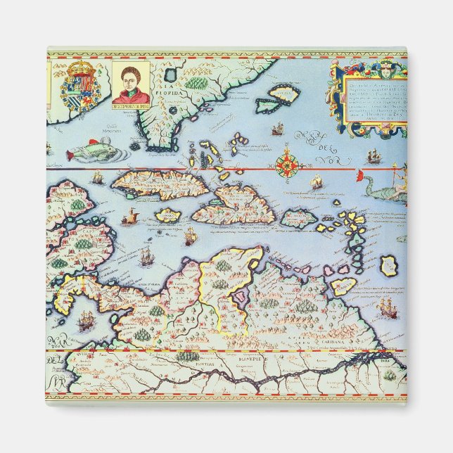 Íman Mapa das ilhas Caribes (Frente)