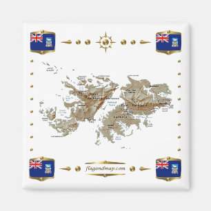 Íman Mapa das Ilhas Malvinas + Magnet