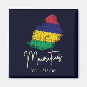 Íman Mapa das Ilhas Maurícias - Bandeira Vintage - Ocea