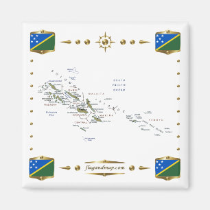 Íman Mapa das Ilhas Salomão + Magnet
