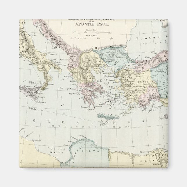 Íman Mapa das Viagens Missionárias de Apostle Paul (Frente)