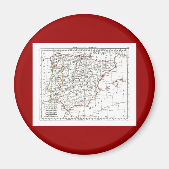 Íman Mapa de 1806 - L'Espagne et le Portugal (Frente)