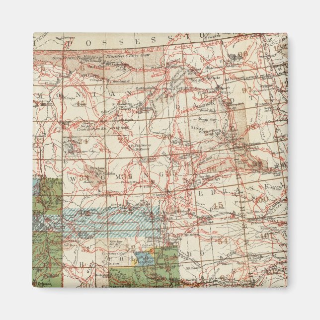 Íman Mapa de 1880 dos Inquéritos Geográficos dos EUA (Frente)