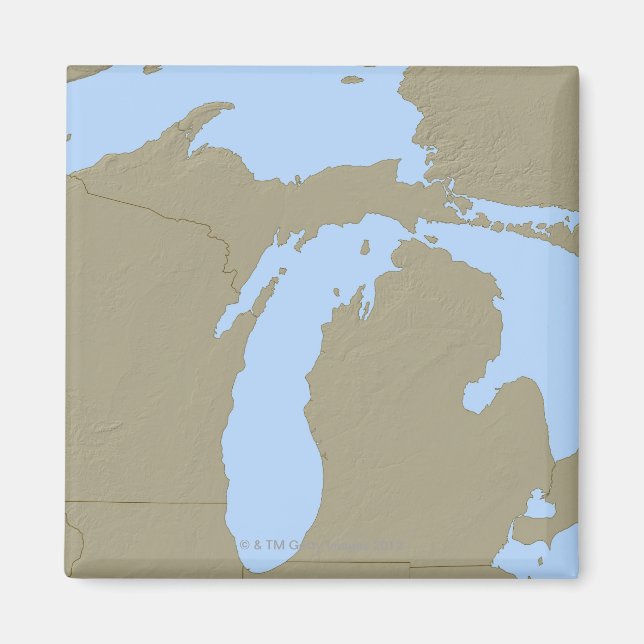 Íman Mapa de alivios de Michigan (Frente)