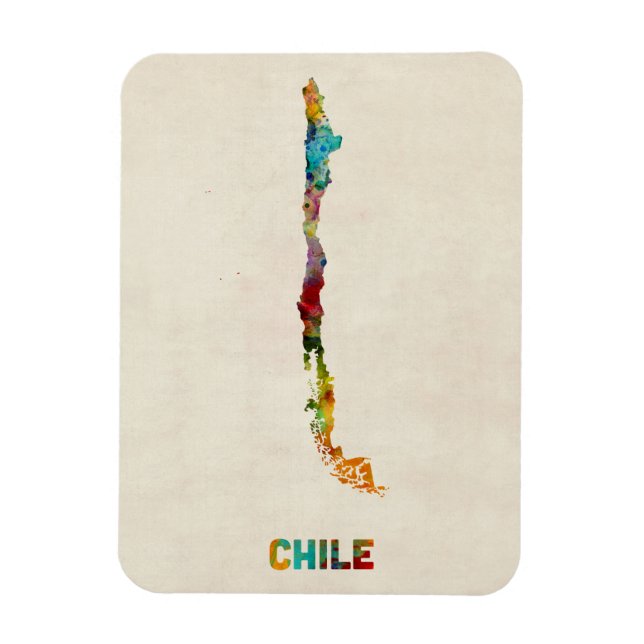 Íman Mapa de Aquarela do Chile (Vertical)