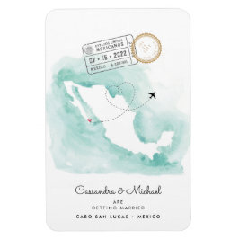 Íman Mapa de Aquarela do México | Cabo | Casamento de D