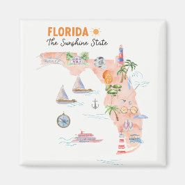 Íman Mapa de Arte do Estado da Califórnia em Watercolor