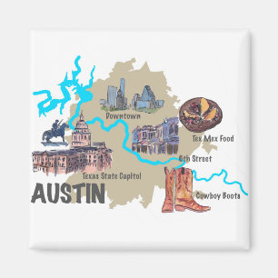 Íman Mapa de Austin Texas