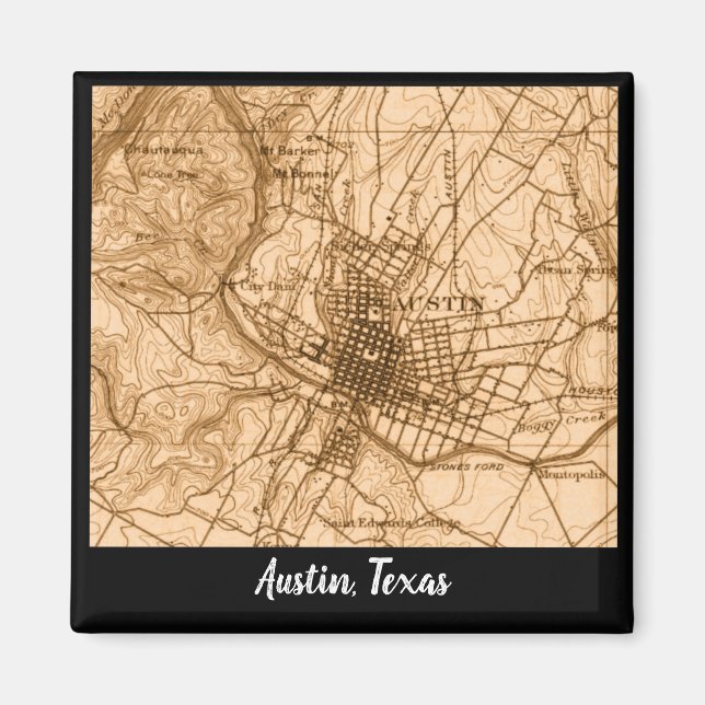Íman Mapa de Austin Vintage (Frente)