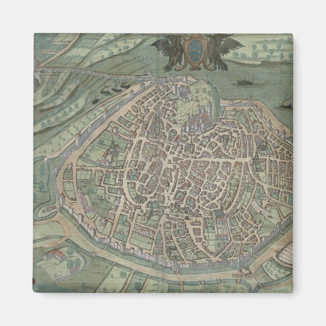 Íman Mapa de Avignon, de Civitates Orbis Terrarum por (Frente)