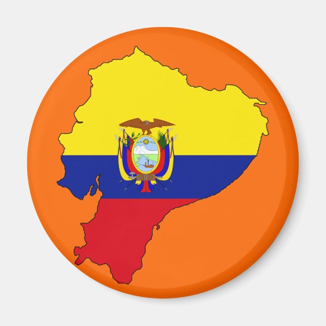 Íman Mapa de bandeira do Equador (Frente)