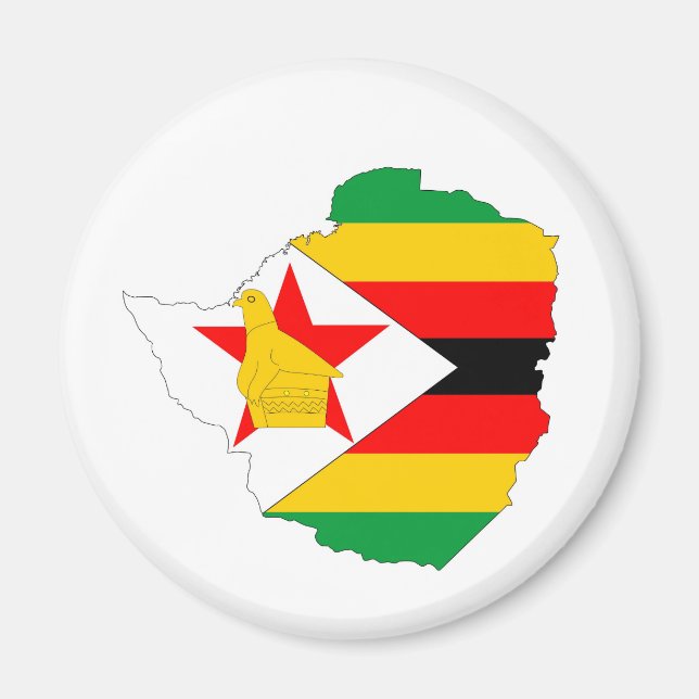 Íman mapa de bandeira do país zimbabwe (Frente)