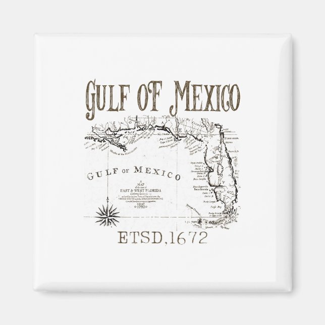 Íman Mapa De Bandeiras Do Golfo Do México, Funny Améric (Frente)