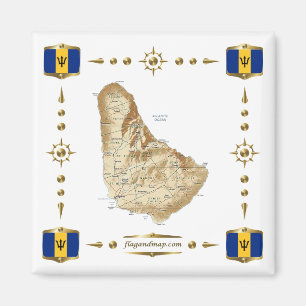 Íman Mapa de Barbados + Imagem de Sinalizadores