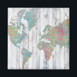 Íman Mapa de Boho II<br><div class="desc">Um mapa de pastel macio pintado sobre um fundo de tábuas de cinza. Artista: Jennifer Goldberger</div>