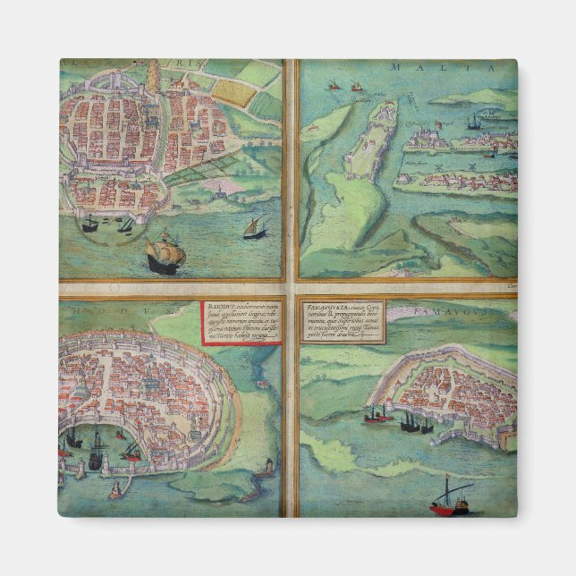 Íman Mapa de Calais, Malta, Rodes e Famagusta, de (Frente)
