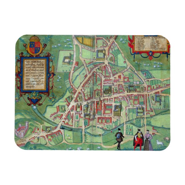 Íman Mapa de Cambridge, de Civitates Orbis Terrarum (Horizontal)