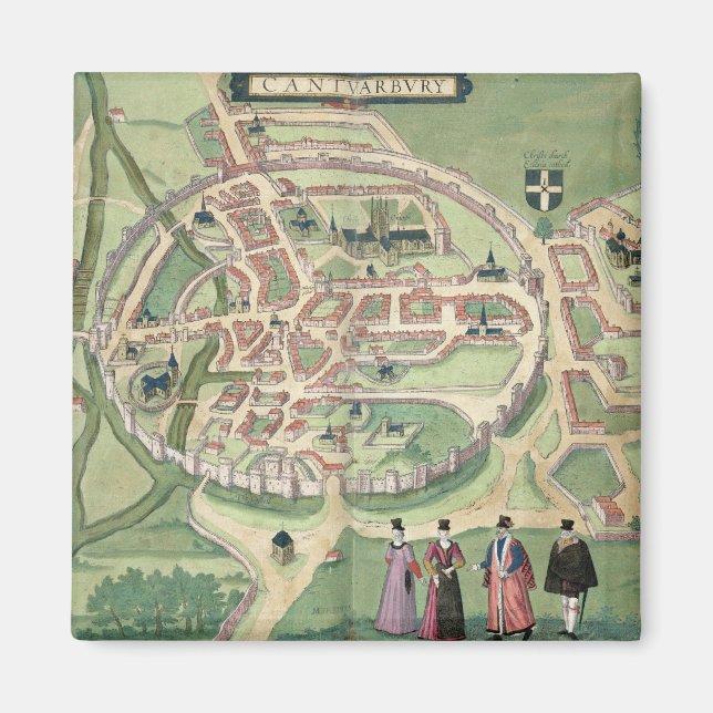 Íman Mapa de Canterbury, de Civitates Orbis Terrarum (Frente)