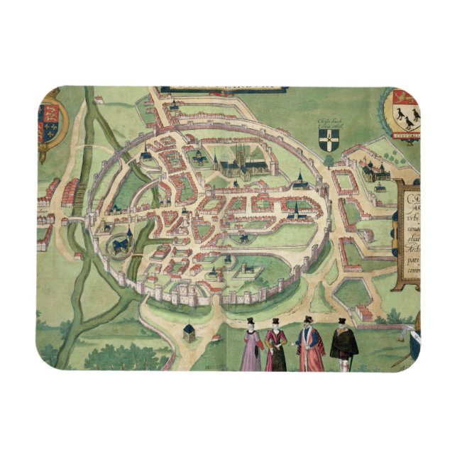 Íman Mapa de Canterbury, de Civitates Orbis Terrarum (Horizontal)