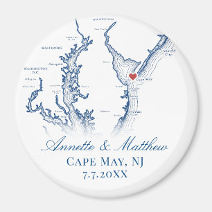 Íman Mapa de Cape May NJ Favor de Casamento Lembrança