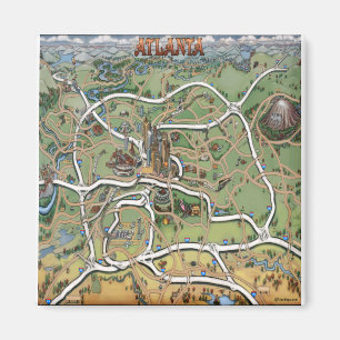 Íman Mapa de Cartoons da Atlanta Georgia