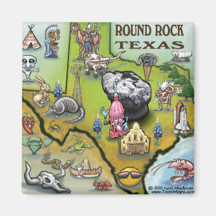 Íman Mapa de Cartoons do Round Rock Texas