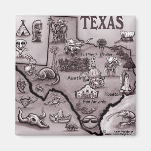 Íman Mapa de Cartoons do Texas Antigo