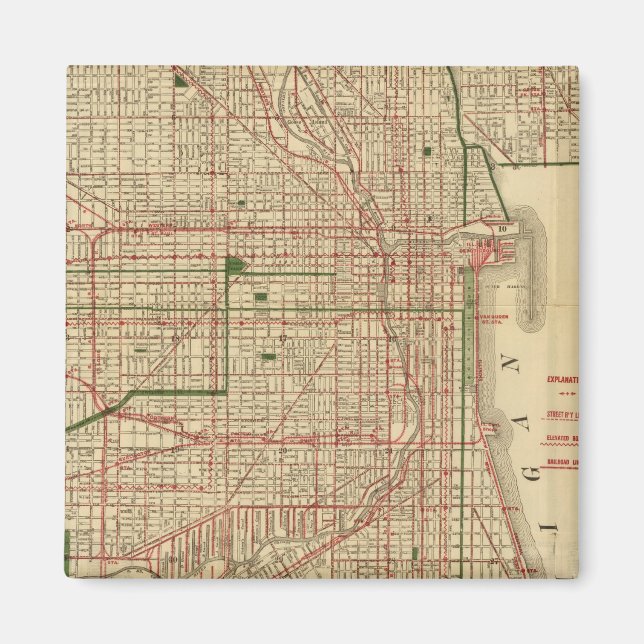 Íman Mapa de Chicago de Blanchard (Frente)