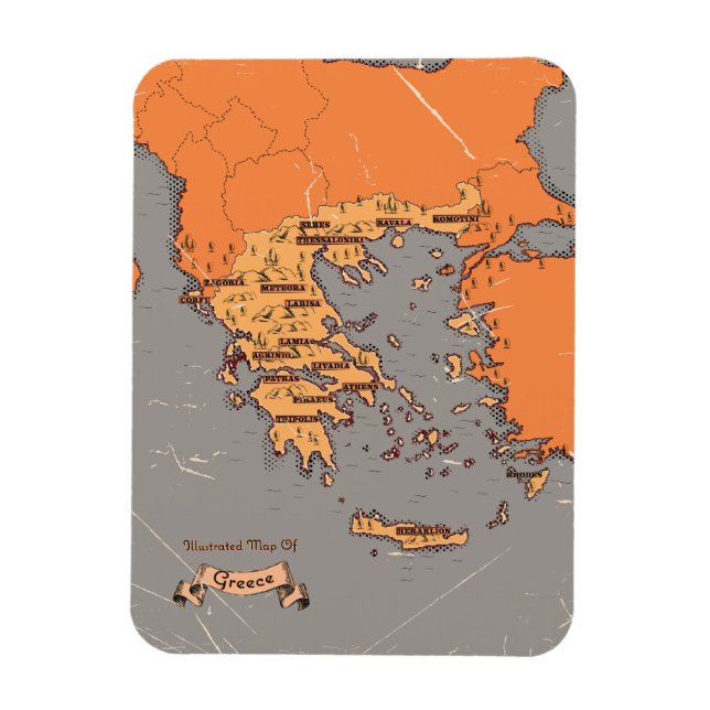 Íman Mapa de Condados Antigos da Grécia (Vertical)