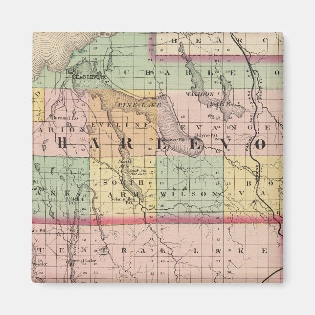 Íman Mapa de Condados Charlevoix e Antrim, Michigan (Frente)