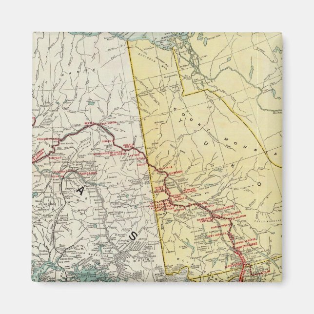 Íman Mapa De Conexões E Rotas Do Yukon E Passe Branco (Frente)
