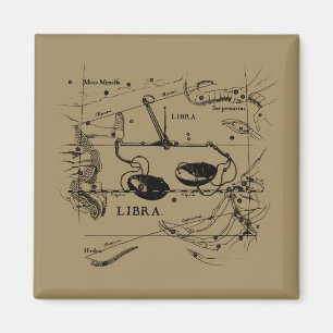 Íman Mapa de Constelação de Libra Hevelius 1690 Decor