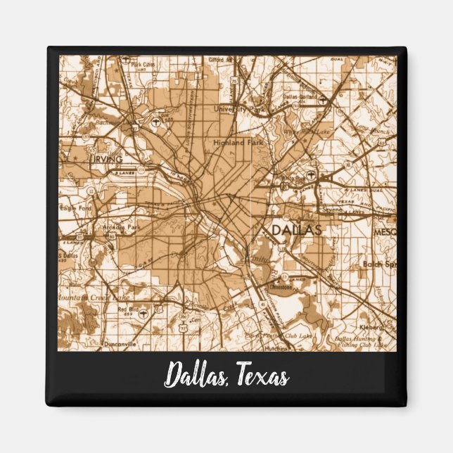 Íman Mapa de Dallas Vintage (Frente)
