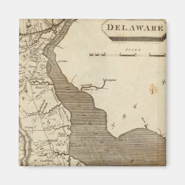 Íman Mapa de Delaware por Arrowsmith (Frente)