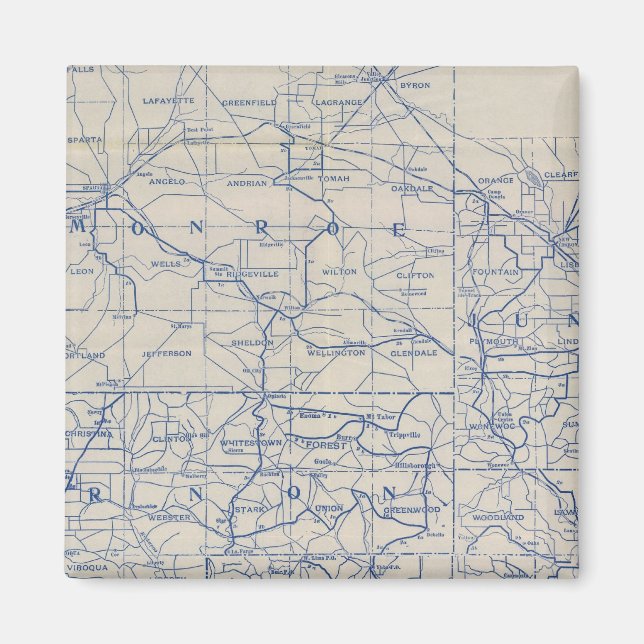 Íman Mapa de Estradas Bicicletas de Wisconsin (Frente)