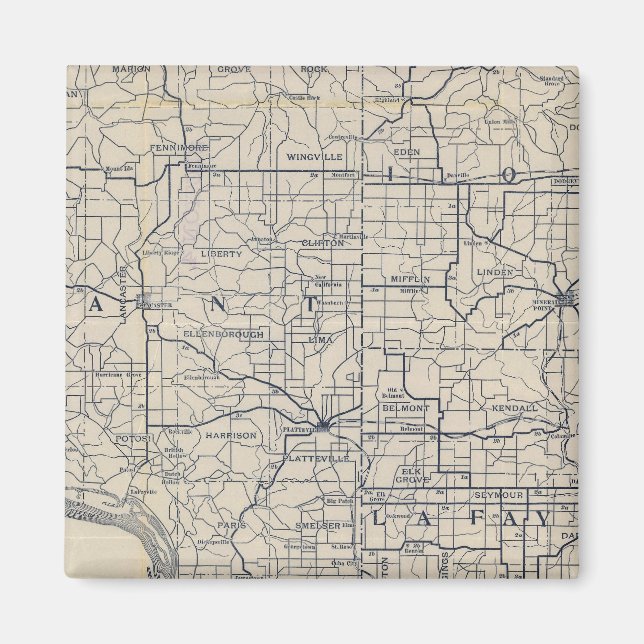 Íman Mapa de Estradas Bicicletas de Wisconsin 8 (Frente)