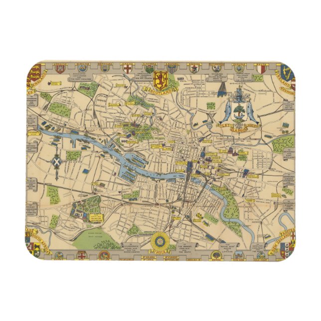 Íman Mapa de Glasgow, Inglaterra (Horizontal)