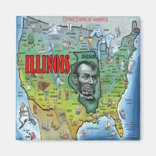 Íman Mapa de Illinois EUA