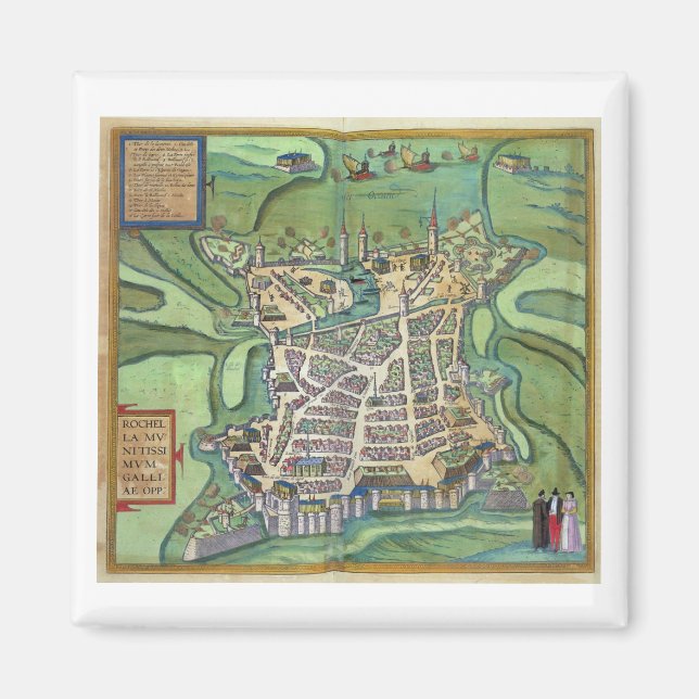 Íman Mapa de La Rochelle, de Civitates Orbis Terrarum (Frente)