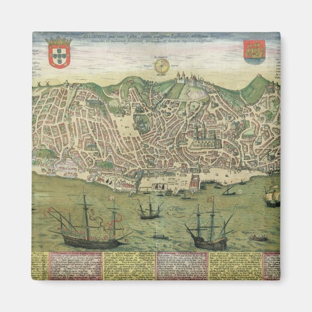 Íman Mapa de Lisboa, de Civitates Orbis Terrarum, por (Frente)