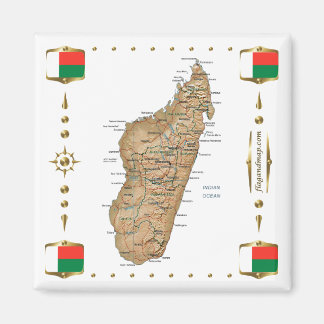 Íman Mapa de Madagáscar + ímã de sinalizadores